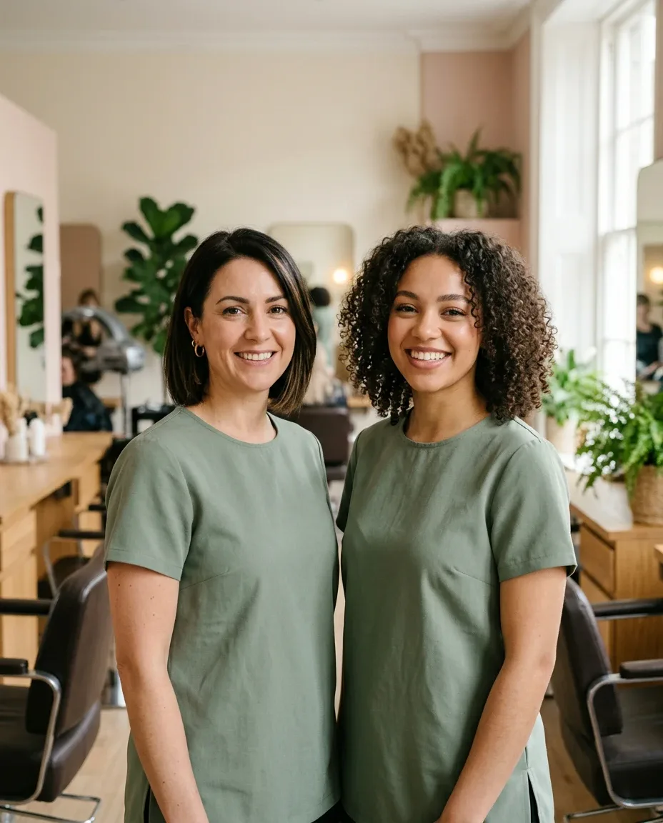 Two members of the team in the studio